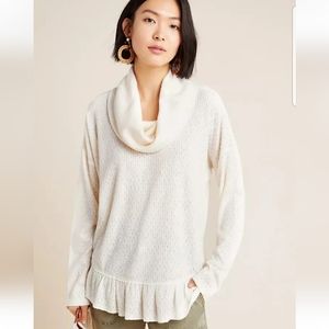Anthropologie Cream Sweater with Cowl Neck